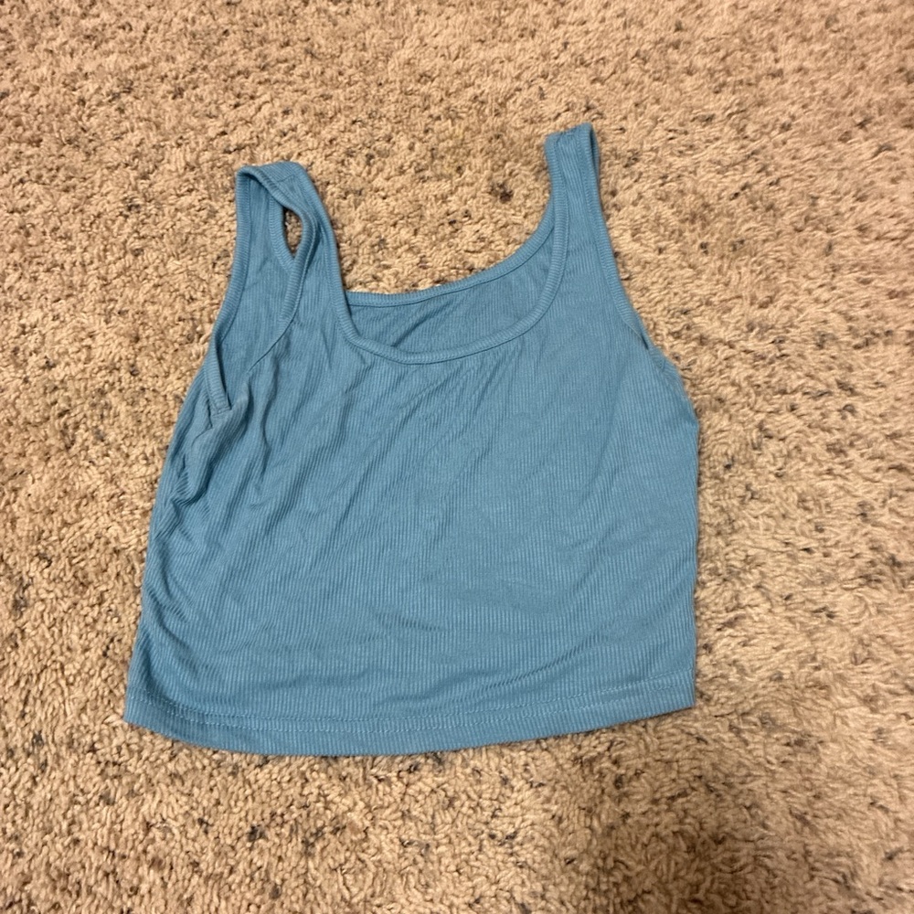 SHEIN Blue Sleeveless Crop Tank Top